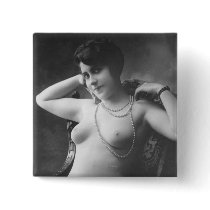 Nude Woman French Art Nouveau Necklace Button
