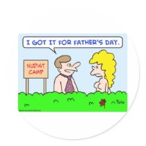 nudist camp necktie father's day sticker