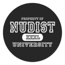 Nudist University Dark Round Sticker