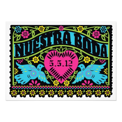 Nuestra Boda Love Birds Banner Invitation