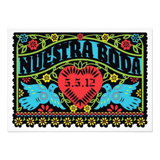 Nuestra Boda Lovebirds Papel Picado Banner Personalized Announcement