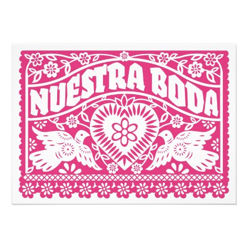 Nuestra Boda Papel Picado Love Birds Personalized Invite
