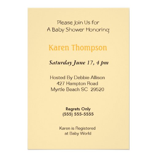 Nuetral Personalized Stork Baby Shower  Invitation