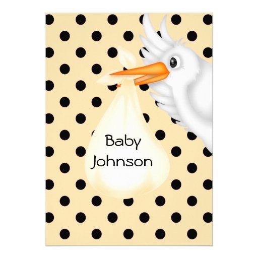 Nuetral Personalized Stork Baby Shower  Invitation