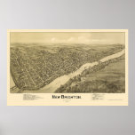Nueva Brighton, mapa panorámico del PA - 1901 Posters