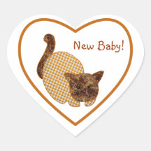 Nuevo bebé del estilo rural del gato lindo del ama calcomania corazon personalizadas