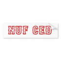 NUF CED bumper stickers