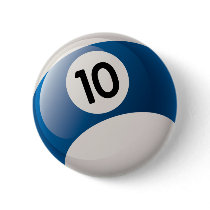NUMBER 10 BILLIARDS BALL PINBACK BUTTON