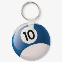 NUMBER 10 BILLIARDS BALL keychains