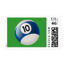 NUMBER 10 BILLIARDS BALL STAMP