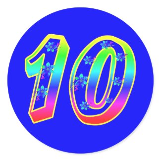 Number 10 Birthday Party Flower Stickers sticker