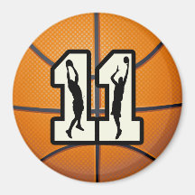 Number 11 Basketball and Players Fridge Magnets