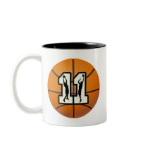 Number 11 Basketball and Players Coffee Mugs