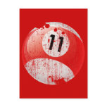 NUMBER 11 BILLIARDS BALL - ERODED STYLE POSTCARDS