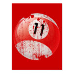NUMBER 11 BILLIARDS BALL - ERODED STYLE POSTCARDS