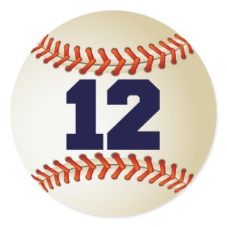 Number 12 Baseball sticker