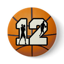 Number 12 Basketball and Players Pin