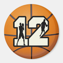 Number 12 Basketball and Players Magnet