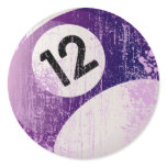 NUMBER 12 BILLIARDS BALL - ERODED STYLE STICKERS