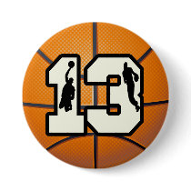 Number 13 Basketball and Players Pin