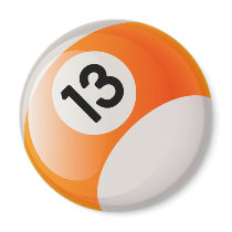 NUMBER 13 BILLIARDS BALL MAGNET
