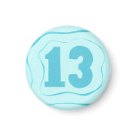 Number 13 magnet with aqua blue ripples