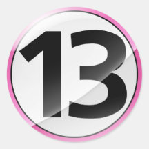 Number 13  pink sticker