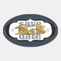 Number 13 Save the Date Blue Sticker