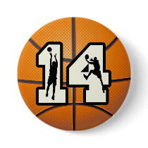 Number 14 Basketball and Players Pinback Buttons