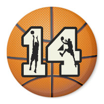 Number 14 Basketball and Players Refrigerator Magnet