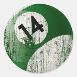 NUMBER 14 BILLIARDS BALL - ERODED STYLE STICKERS