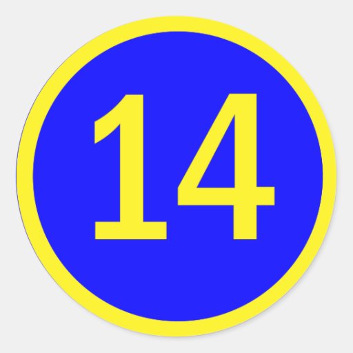 Number 14 In A Circle Classic Round Sticker Zazzle