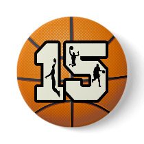 Number 15 Basketball and Players Button