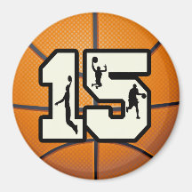 Number 15 Basketball and Players Fridge Magnet