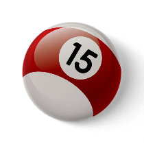 NUMBER 15 BILLARDS BALL BUTTON