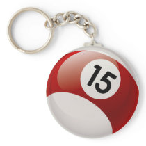 NUMBER 15 BILLARDS BALL KEY CHAINS