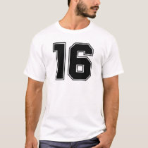 Number 16 frontside print t-shirts