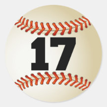 Number 17 Baseball Round Sticker