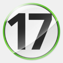 Number 17 green sticker