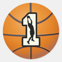 Number 1 Basketball and Player Round Stickers