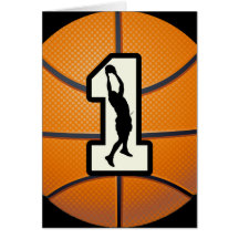 Number 1 Basketball and Players Greeting Cards