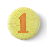 Number 1 in Orange and Yellow Pin on Buttons