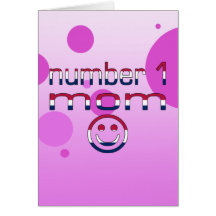 Number 1 Mom in American Flag Colors Greeting Card