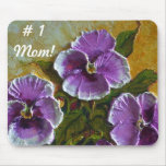 'Number 1 Mom' Purple Pansy Mousepad