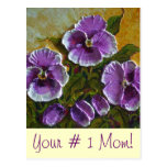 'Number 1 Mom' Purple Pansy Postcard