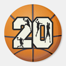 Number 20 Basketball Magnet