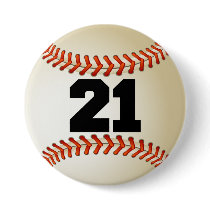 Number 21 Baseball Buttons