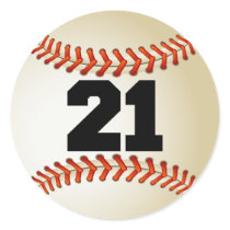 Number 21 Baseball Round Sticker