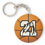 Number 21 Basketball Keychains