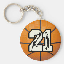 Number 21 Basketball Keychains